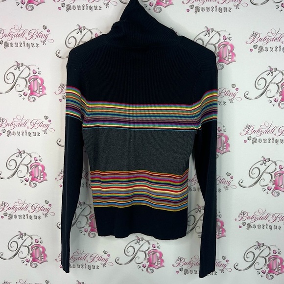 Pierre Cardin Sweaters - Pierre Cardin sweater stripes Navy Multicolor Striped Turtleneck Sweater